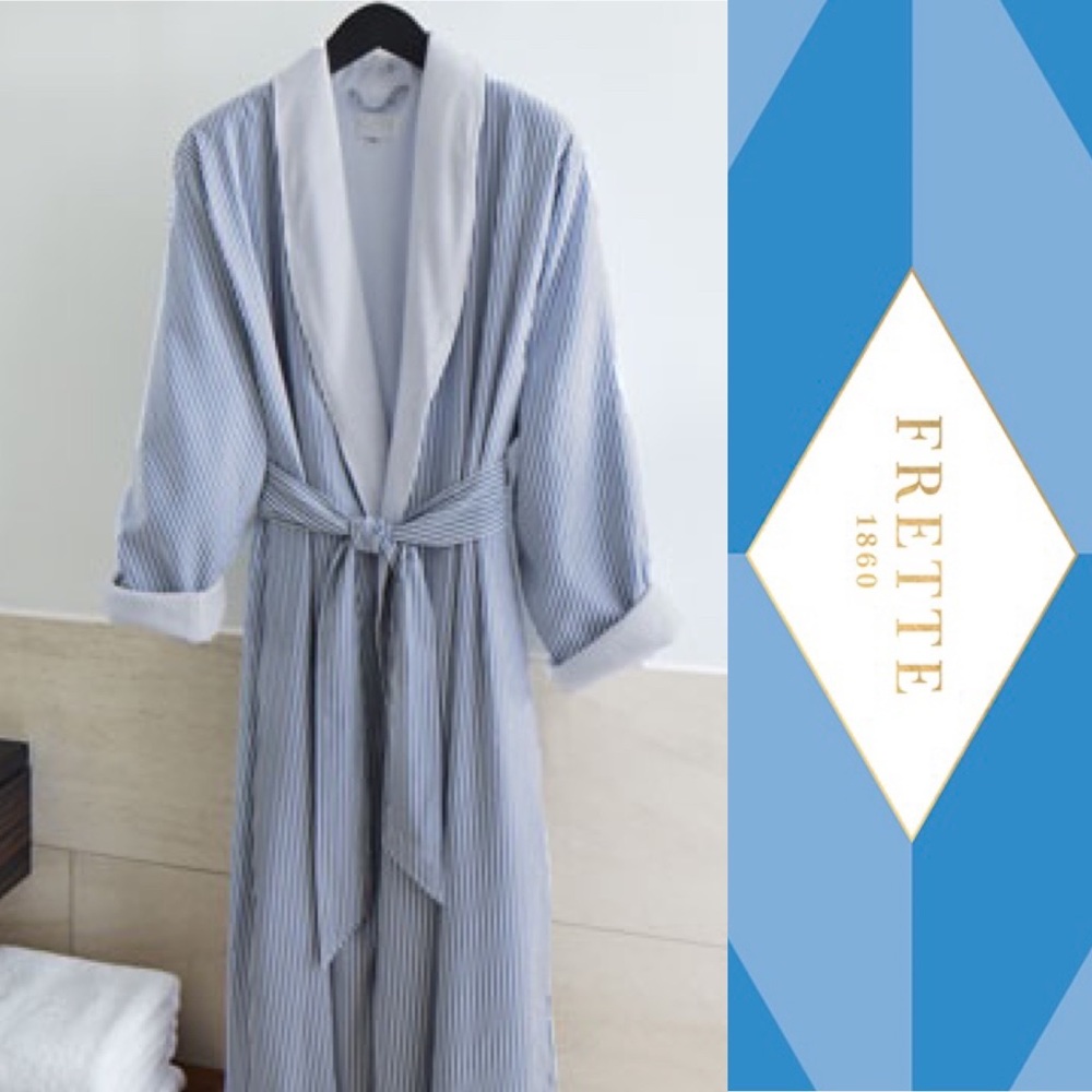 Frette • Seersucker Spa Robe • NWT